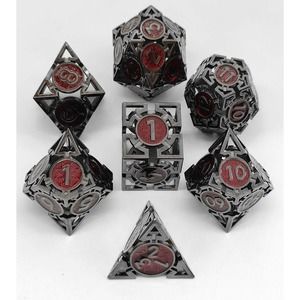 7 Piece Hollow Metal Dice Set Rune Series